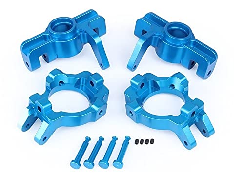 CNC Alloy Front Wheel Hub Bearing Kit + Castor Block for LOSI 5IVE-T V1.0 V2.0 Rovan LT DTT 1/5 RC Car Upgrade Accessories (Color : Silver) (Color : Blue)