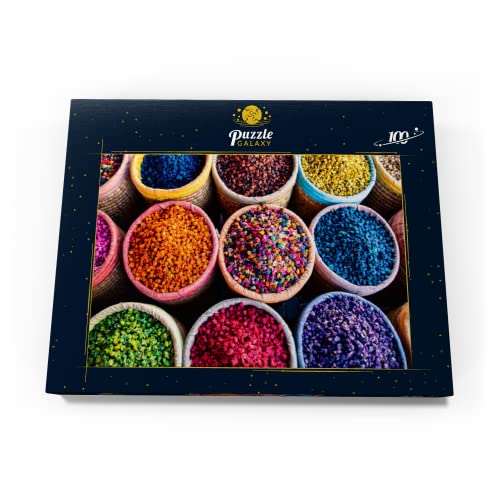 Coloridas Especias En Cestas Redondas En El Zoco De Marrakech - Premium 100 Piezas Puzzles - Colección Especial MyPuzzle de Puzzle Galaxy