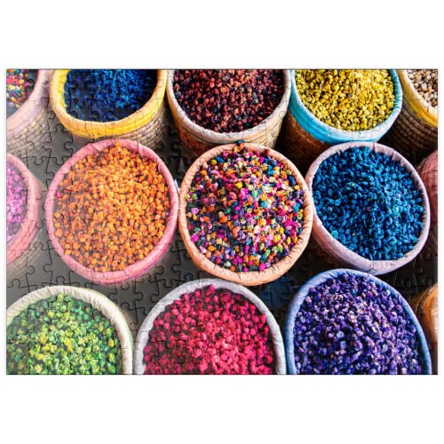 Coloridas Especias En Cestas Redondas En El Zoco De Marrakech - Premium 200 Piezas Puzzles - Colección Especial MyPuzzle de Puzzle Galaxy