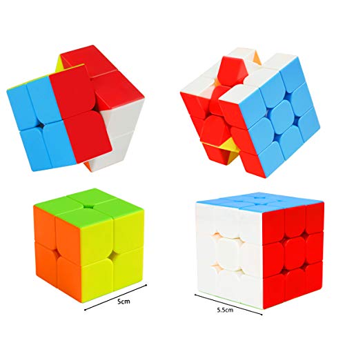 Cooja Cubos de Velocidad, 4 Piezas Speed Cube Set 2x2 + 3x3 + 4x4 + 5x5, Smooth Magic Cube Puzzle Durable Regalo de Juguetes para Niños Niñas