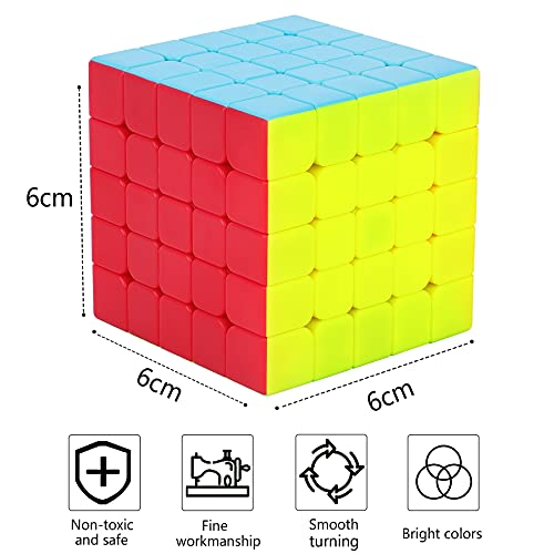 Coolzon Cubo mágico, 5 x 5 x 5, Cubo mágico, sin Adhesivo, 5 x 5, Cubo mágico, Cubo mágico, para niños y Adultos