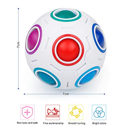 Coolzon Magic Rainbow Ball 3D Puzzle Cube, 2 Pack Bola mágica del Arco Iris Regalo de Juguete Educativo para Niños, 3*Blanco + 1*Azul