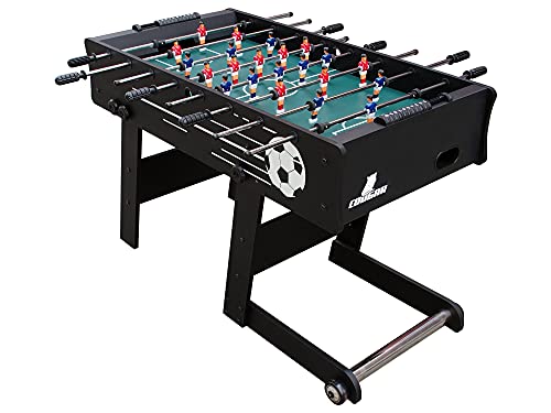 COUGAR Futbolín Scorpion Kick en Negro | Futbolin de Mesa Plegable en Negro con 2 balones y Contador de Puntos | Futbolín de Interior para niños y Adultos | Dimensiones 122x61x80 cm