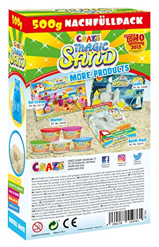 CRAZE Magic Sand Lata de Arena Mágica Niños, Arena para modelar 500 g 4X Colores Disponibles, Manualidades Creativas 59761