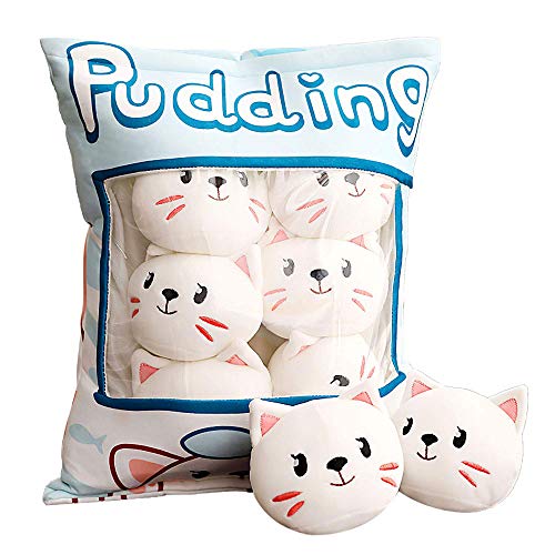 Cute Snack Pillow Peluches Juguetes Pudín Decorativo Extraíble Kitty Cat Dolls Regalos creativos de juguete para adolescentes Niñas Niños