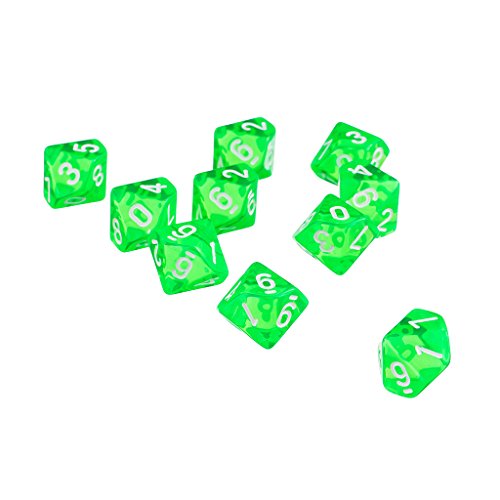 D10 Diez Juegos de Dados Plástico para RPG Dungeons & Dragons Games - Verde