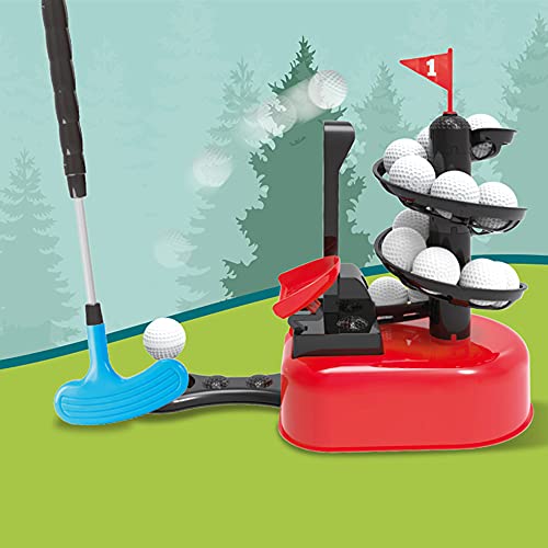 deAO Jóvenes Golfistas Divertido Juego para Entrenamiento de Golf con Principiantes Conjunto Portátil Incluye Palo de Golf Ajustable, Plataforma con Pedal, Tees y Pelotas