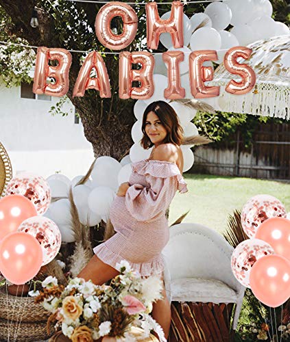 Decoración de Baby Shower para Gemelos Oh Babies Foil Balloon Rose Gold para Twins Gender Reveal Decoration