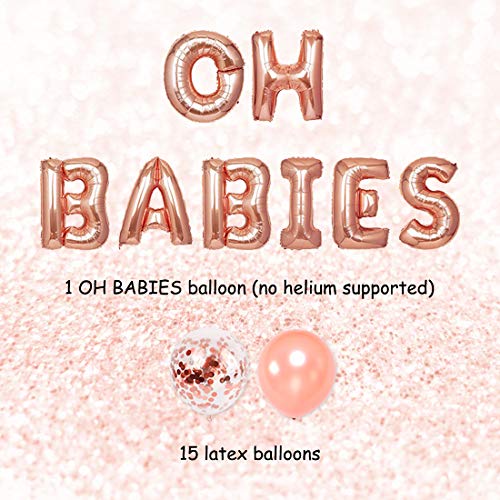 Decoración de Baby Shower para Gemelos Oh Babies Foil Balloon Rose Gold para Twins Gender Reveal Decoration