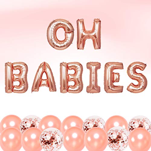 Decoración de Baby Shower para Gemelos Oh Babies Foil Balloon Rose Gold para Twins Gender Reveal Decoration