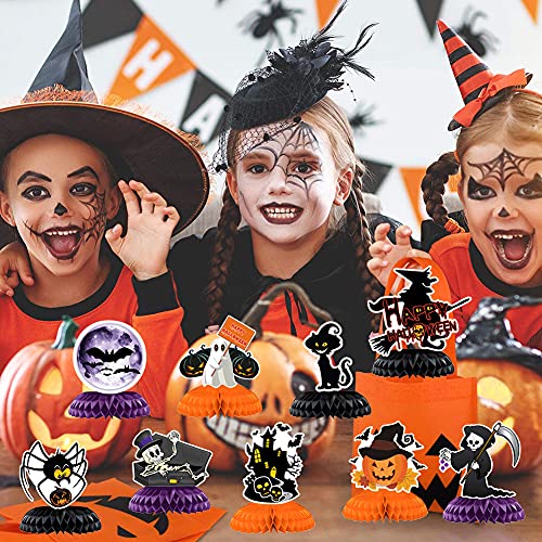 Decoraciones de Halloween, 9 Piezas Centros de Mesa de Panal de Halloween, para Decoración de Mesa, Halloween Decoracion Infantil para Suministros Accesorios Fotográficos para Halloween