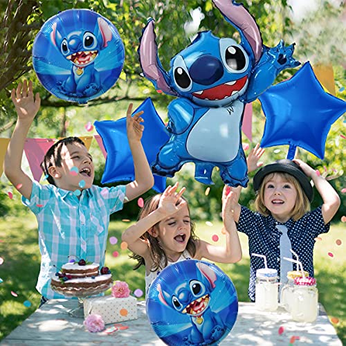 Decoraciones para fiestas de Lilo y Stitch - Tomicy 5 Pcs Globos para fiestas de Niños, Balloons Party Foil Balloons for Kids Gift Birthday Party Supplies Set Decor