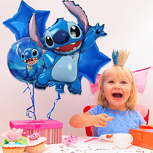 Decoraciones para fiestas de Lilo y Stitch - Tomicy 5 Pcs Globos para fiestas de Niños, Balloons Party Foil Balloons for Kids Gift Birthday Party Supplies Set Decor