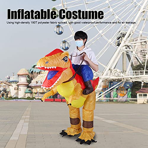 Disfraz de dinosaurio inflable de Halloween Sin fugas de aire Festivales de inflación rápida Decoración de fiesta(X115 amarillo rojo)