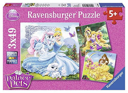 Disney Princesas Puzzles 3 x 49 Piezas, diseño Belle, Cenicienta y Rapunzel (Ravensburger 09346 5)