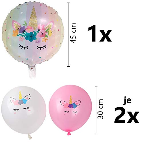 DIWULI, Juego de Globos, Globo de Número XL, Número 1, Globo de Unicornio, Globo de Látex, Globo de Látex 1º Cumpleaños Infantil, Fiesta Temática, Decoración, Globo de Foil