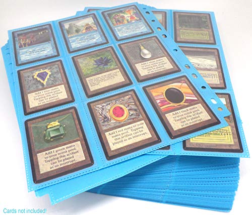 docsmagic.de 100 18-Pocket Pages Light Blue - Sideloading - 11 Holes - MTG PKM YGO - Pagina Azul Claro