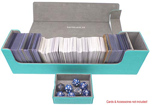 docsmagic.de Premium Magnetic Tray Long Box Mint Large - Card Deck Storage - Caja Aqua