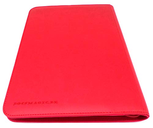 docsmagic.de Pro-Player 9-Pocket Zip-Album Red - 360 Card Binder - MTG - PKM - YGO - Cremallera Roja