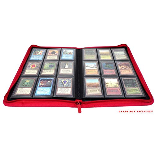 docsmagic.de Pro-Player 9-Pocket Zip-Album Red - 360 Card Binder - MTG - PKM - YGO - Cremallera Roja