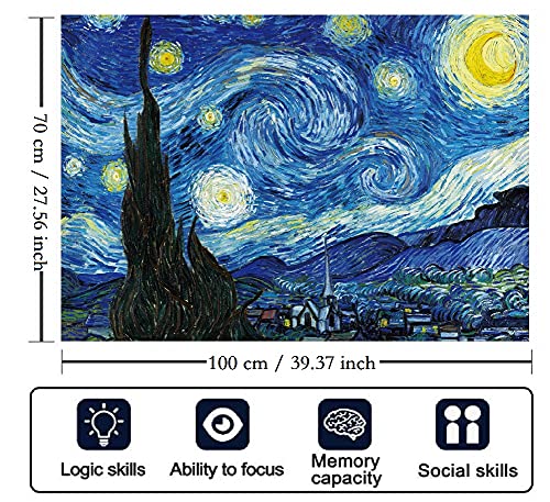 DOUBLETOP Van Gogh Pintura al óleo El Cielo Estrellado Noche 2000 piezas de cartón para adultos rompecabezas cerebro Teaser Teaser decoración del hogar marco colgante fragmento cumpleaños regalos