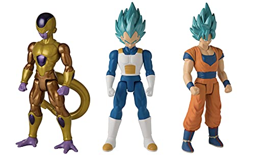 Dragon Ball Bandai 37095J Limit Breakers - Figura de acción (30 cm, 3 Unidades), diseño Vegeta, Super Saiyan Blue Goku y Golden Frieza, Multicolor