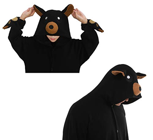 dressfan Unisexo Oso Pijamas Animales Traje de Dormir Cosplay Disfraz Homewear Mamelucos Ropa De Dormir Comodidad Suave Festival de Carnaval Halloween Navidad Negro