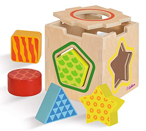 Eichhorn 100002254 - Juego de 5 bloques de madera de abedul, 12 x 12 x 12 cm, multicolor , color, modelo surtido