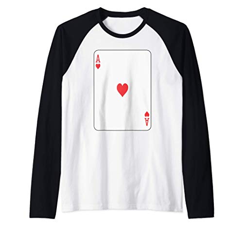 El As de Corazones jugando al póker de cartas Camiseta Manga Raglan