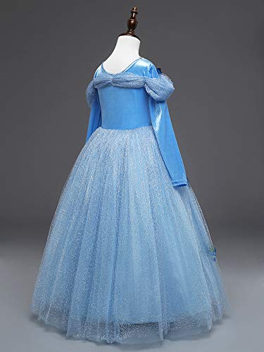 Eleasica Vestido Cenicienta para Niña Princesa Disfraz Cinderella Traje formal azul Hada Madrina Regalo Cumpleanos Conjunto de Broche Mariposa Cosplay Cenicienta Ceremonia de Baile Acto Teatro Musical