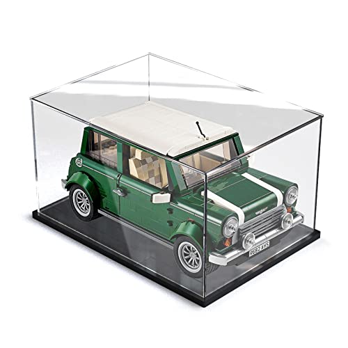 ELEpure Caja Vitrina Acrílica Transparente para Colección LEGO Figines Maqueta, Caja grande Expositor Caja de visualización Almacenamiento Antipolvo con Base para Juguete Mini (Negro, 30x20x20 cm)