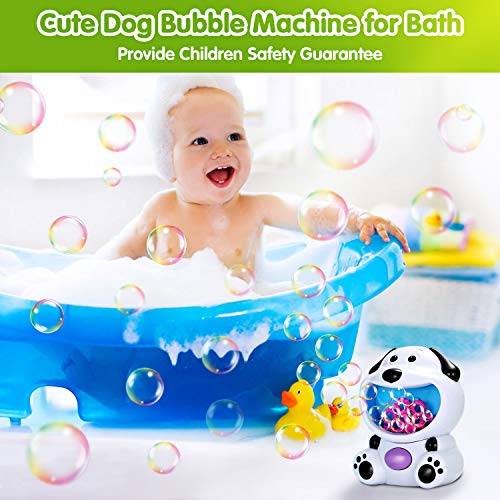 EPCHOO Máquina de Burbujas para Niños, Juguete de Baño para Bebés Maquina Pompas Jabon Automática Perrito, con 1 Botellas de Burbujas, Soplador de Burbujas para Fiestas, Cumpleaños, Bodas