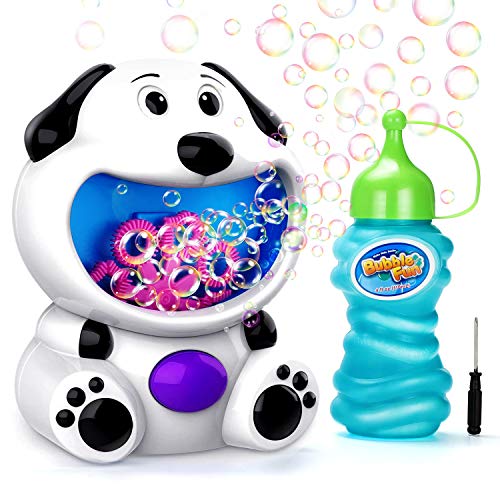 EPCHOO Máquina de Burbujas para Niños, Juguete de Baño para Bebés Maquina Pompas Jabon Automática Perrito, con 1 Botellas de Burbujas, Soplador de Burbujas para Fiestas, Cumpleaños, Bodas