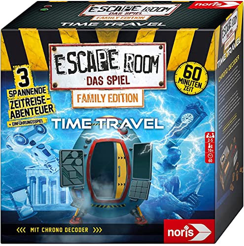 Escape Room Time Travel (Family Edition) – Juego familiar y social, incluye 3 casos, descodificador de cronógrafo, a partir de 10 años, 5 pegatinas de Escape y 1 póster de ilusión óptica