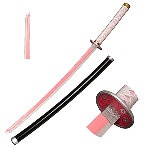 Espada de Anime Cosplay de madera, Tsuyuri Kanao Samurai Spada, juguetes para niños, Fan de los Anime, The Special Cuchillo of Demon Slayer Rosa Cuchillo Katana 40 in