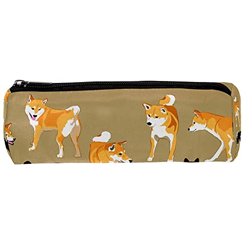 Estuche japonés Shikoku y Shiba Inu bolsa de pluma con cremallera bolsa para papelería, viajes, escuela, suministros para estudiantes