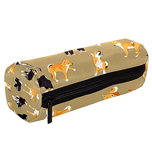 Estuche japonés Shikoku y Shiba Inu bolsa de pluma con cremallera bolsa para papelería, viajes, escuela, suministros para estudiantes