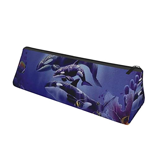 Estuche para lápices con estampado de ballena asesina Estuche para lápices triangular Durable Estuche para lápices portátil Estuche para cosméticos Suministros para bolígrafos