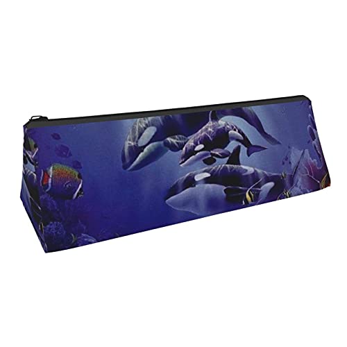 Estuche para lápices con estampado de ballena asesina Estuche para lápices triangular Durable Estuche para lápices portátil Estuche para cosméticos Suministros para bolígrafos