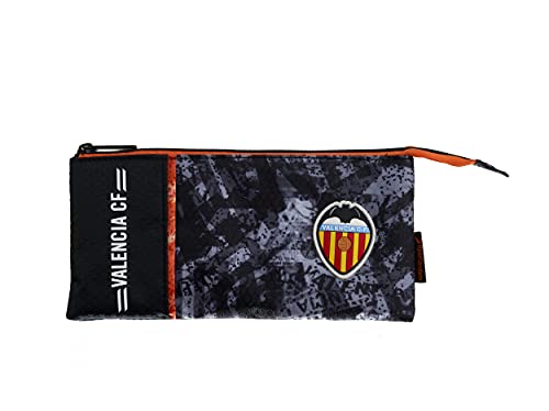 Estuche Valencia CF – 3 Bolsillos Cremallera Simple Rectangular – Medidas 23x11x5 cm Color Negro