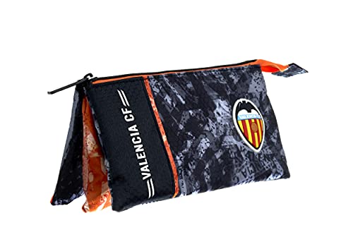 Estuche Valencia CF – 3 Bolsillos Cremallera Simple Rectangular – Medidas 23x11x5 cm Color Negro