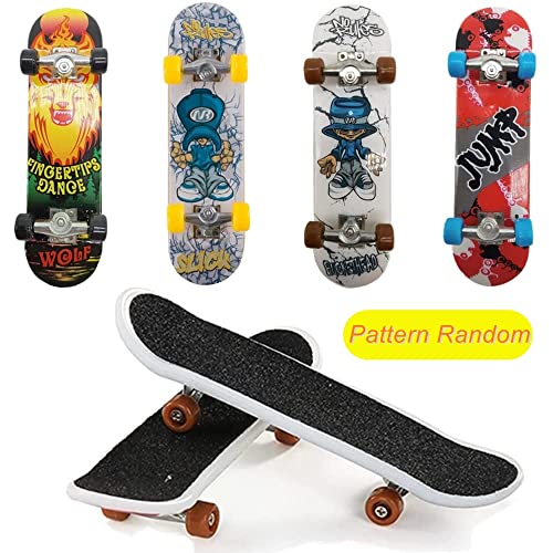 Finger Skate Board, 4 Piezas Mini Patinetas de Dedo Profesionales Fingerboards Tablero Engrosado Mini Diapasón Juguete Skatepark Regalo Creativo de Juegos Deportivos para Niños