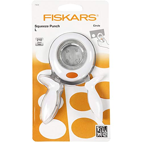 Fiskars Alicates perforadoras, Círculo, diametro 3,8 cm, Para diestros y zurdos, Acero de calidad/Plástico, Blanco/Naranja, L, 1003889