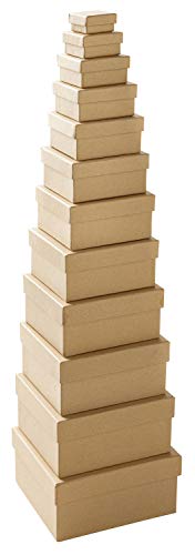 folia-12 Cajas de cartón en diseño Natural, en Diferentes tamaños, Bonito Paquete de Regalo para Decorar y diseñar Individualmente, Ideal para Cualquier ocasión (Bringmann 3110)
