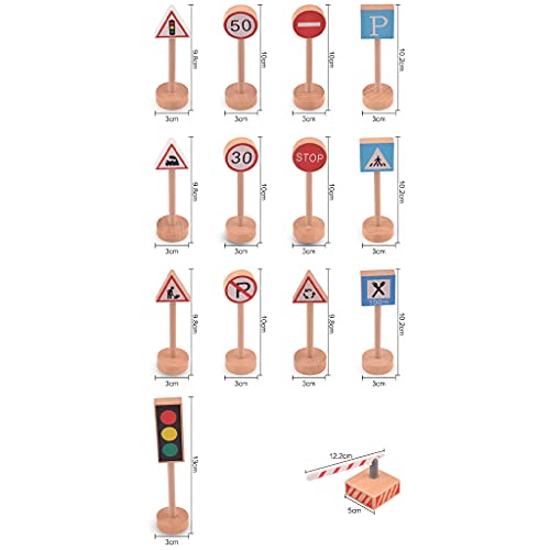 freneci 15 / Juego de Señales de Tráfico de Madera, Juego de Señales de Tráfico, Señales de Calle, Juguete Pequeño, Semáforo de Madera, Juguete Educativo para