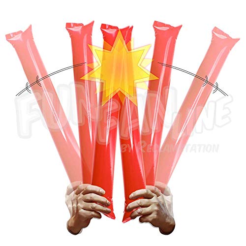 FUN FAN LINE - Pack 30 Pares de Aplaudidores hinchables de plástico. Accesorios ruidosos para Fiestas y animación Deportiva. Palos de Estadio Reutilizables. (Multicolor, 30)