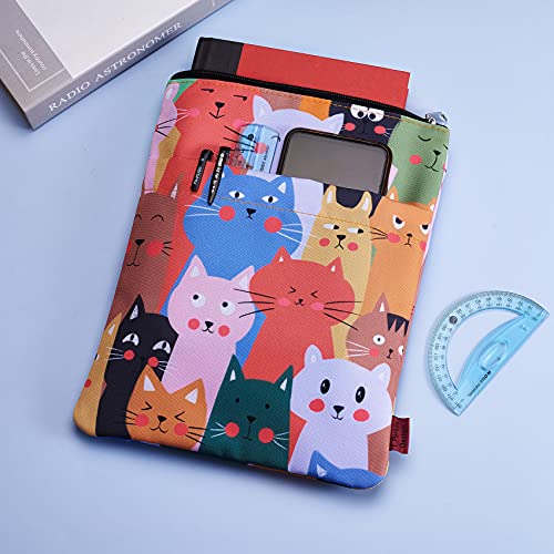 Funda de libro para gatos, fundas de libro para libros de bolsillo, tela lavable, fundas de libro con cremallera, tamaño mediano de 11 pulgadas x 8.7 pulgadas, regalos para amantes del libro