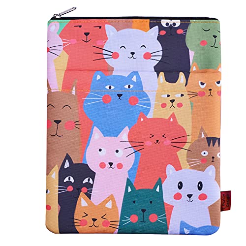 Funda de libro para gatos, fundas de libro para libros de bolsillo, tela lavable, fundas de libro con cremallera, tamaño mediano de 11 pulgadas x 8.7 pulgadas, regalos para amantes del libro