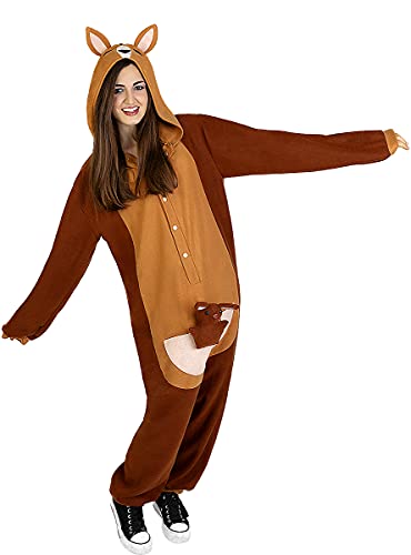 Funidelia | Disfraz de Canguro Onesie para Hombre y Mujer Talla M ▶ Animales - Color: Marrón - Divertidos Disfraces y complementos para Carnaval y Halloween