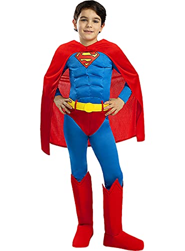 Funidelia | Disfraz de Superman Deluxe Oficial para niño Talla 10-12 años ▶ Hombre de Acero, Superhéroes, DC Comics, Justice League - Color: Azul - Licencia: 100% Oficial